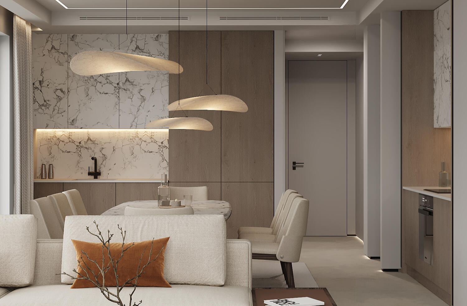 Cozy living room with open plan living space