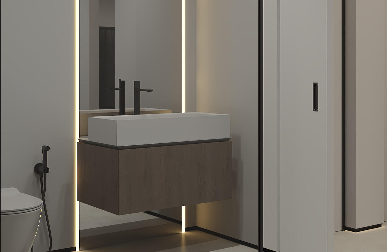 Luxurious bathroom with modern fixtures